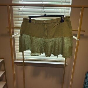 Reclaimed Vintage Light Olive Green Button-Front Mini